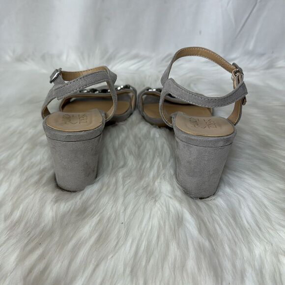 Naturalizer Bristol 2 Taupe Block Heel Chain Detail Heels Sz 8 - Picture 5 of 7